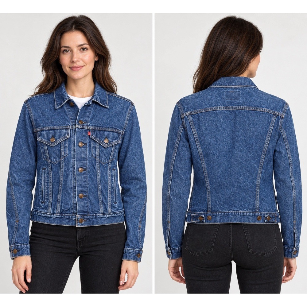 Vintage 80s Levi's Denim Trucker 3 Jacket Size 38 Red Tab Made In USA